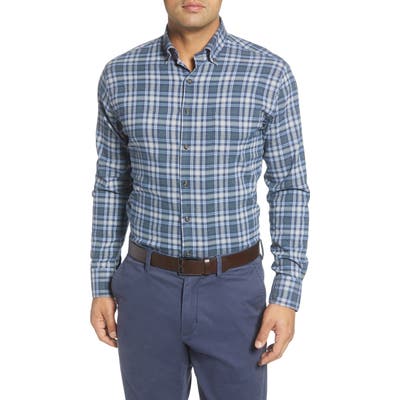 Peter Millar Douglas Regular Fit Check Performance Flannel Button-Down Shirt, Green