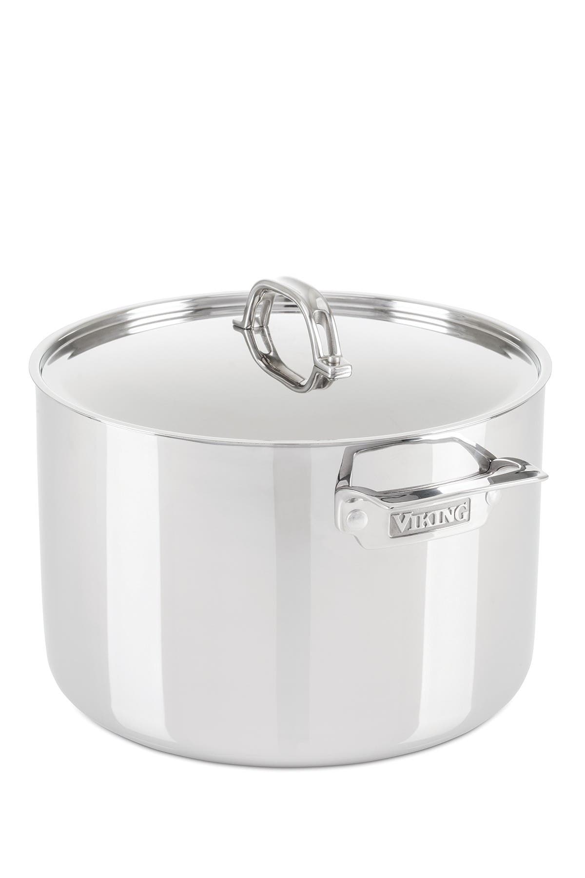 VIKING 3-PLY 12 QUART MIRROR FINISH STAINLESS STEEL STOCK POT WITH METAL LID,840595101702