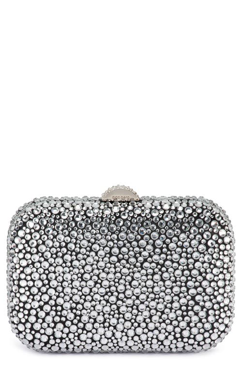 Shop Olga Berg Casey Hot Fix Crystal Clutch In Black/silver