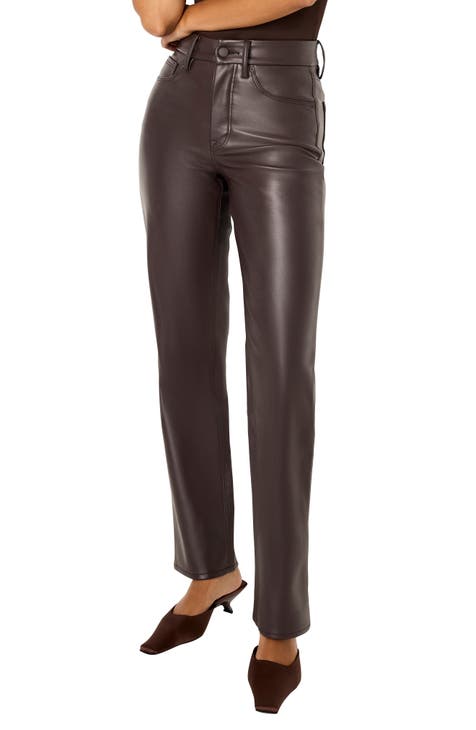 Women s Brown Leather Faux Leather Pants Leggings Nordstrom