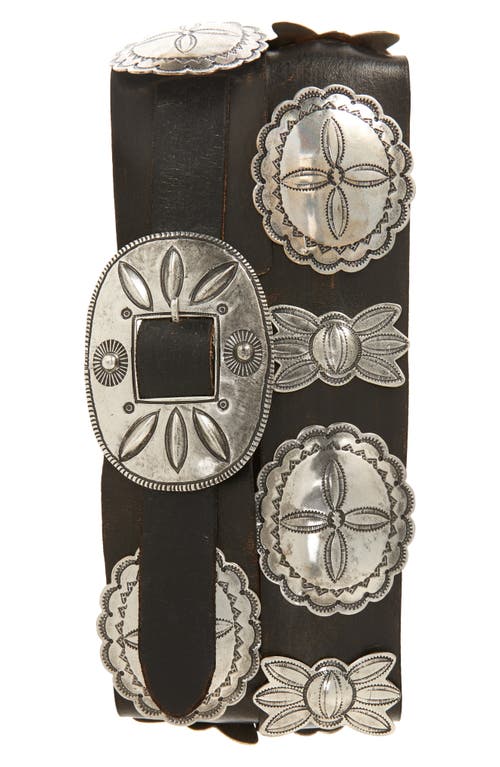 Concho Leather Belt in Black