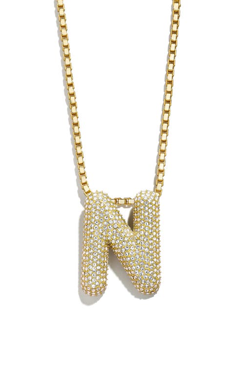 Pavé Crystal Bubble Initial Pendant Necklace in Gold N