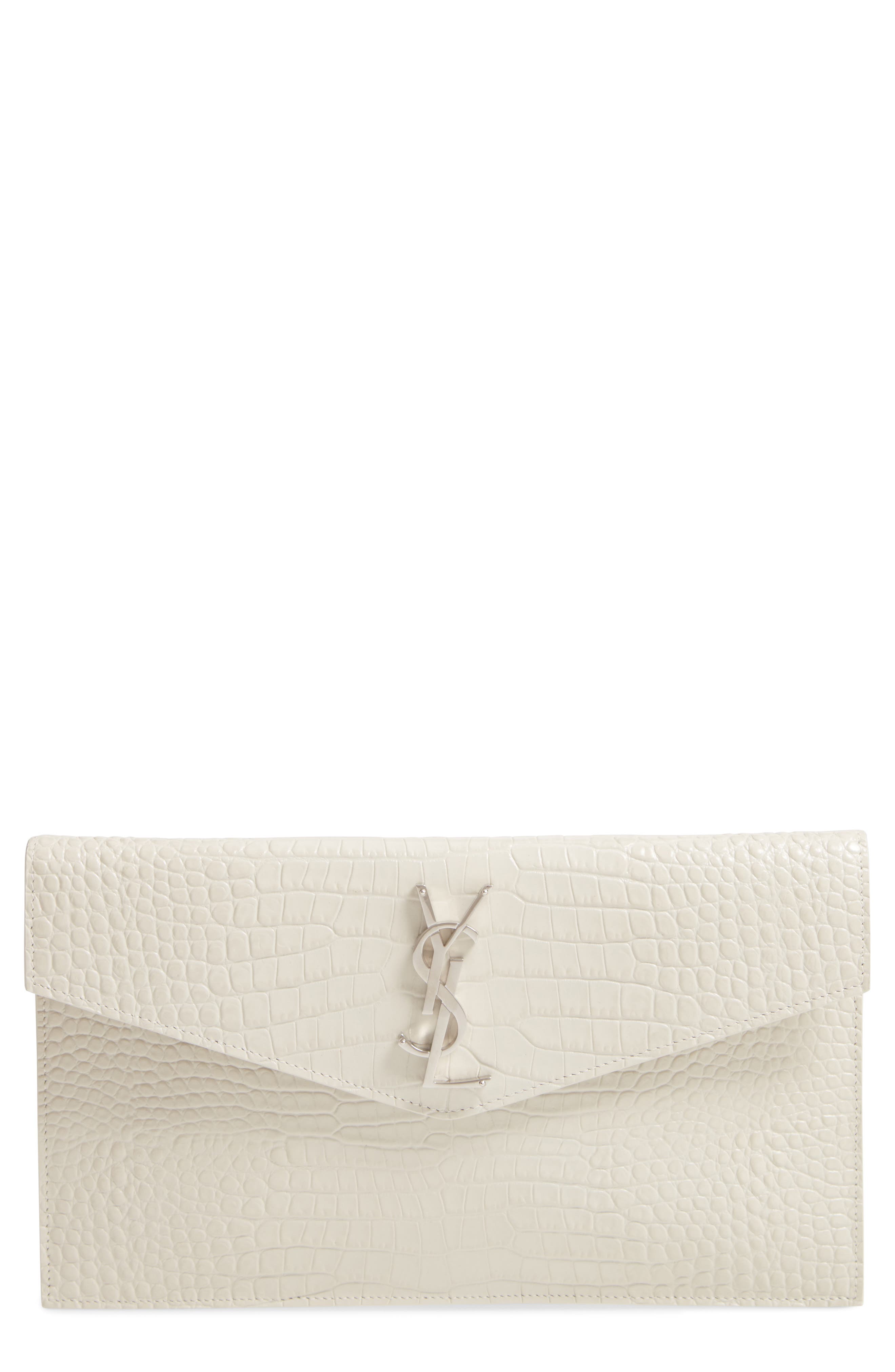 white croc clutch