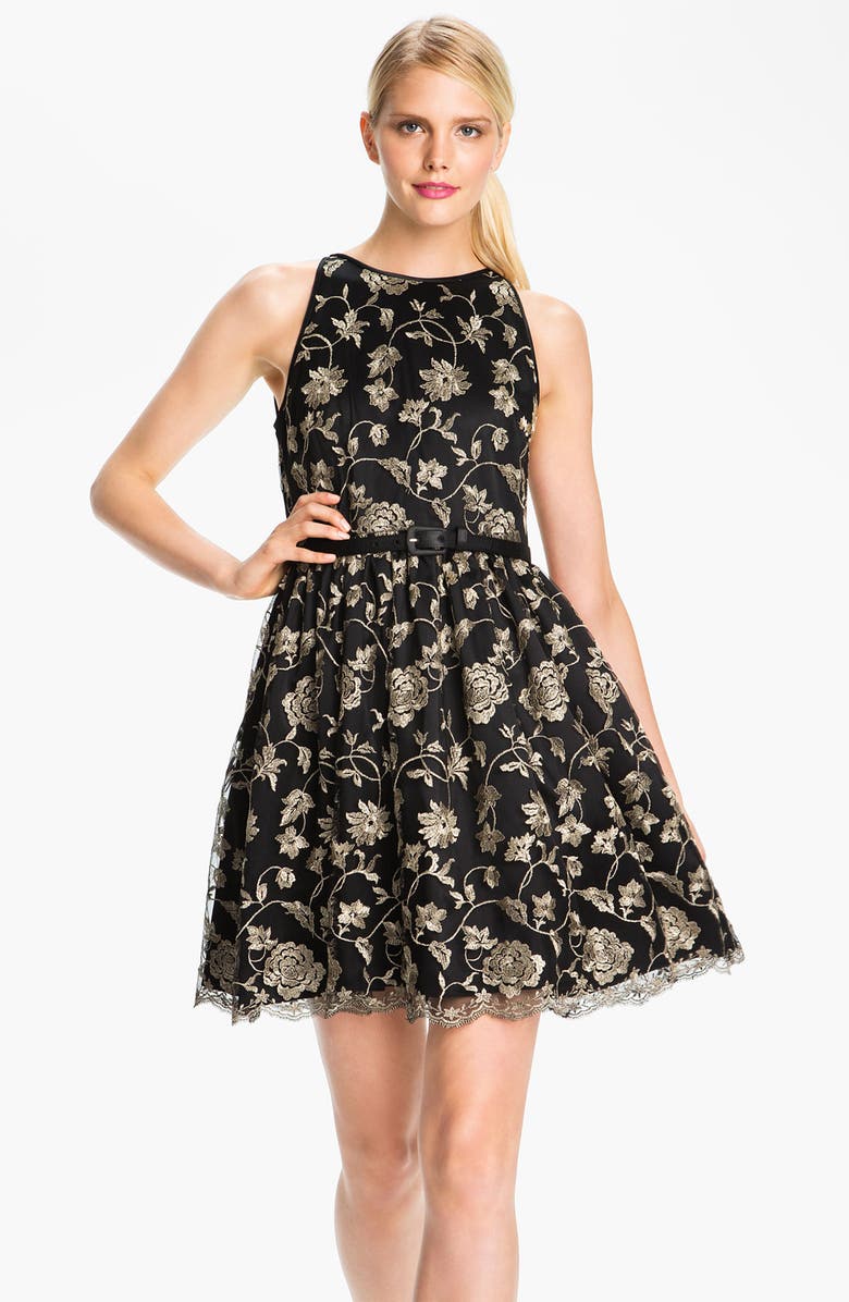 Adrianna Papell Embroidered Tulle Fit & Flare Dress | Nordstrom