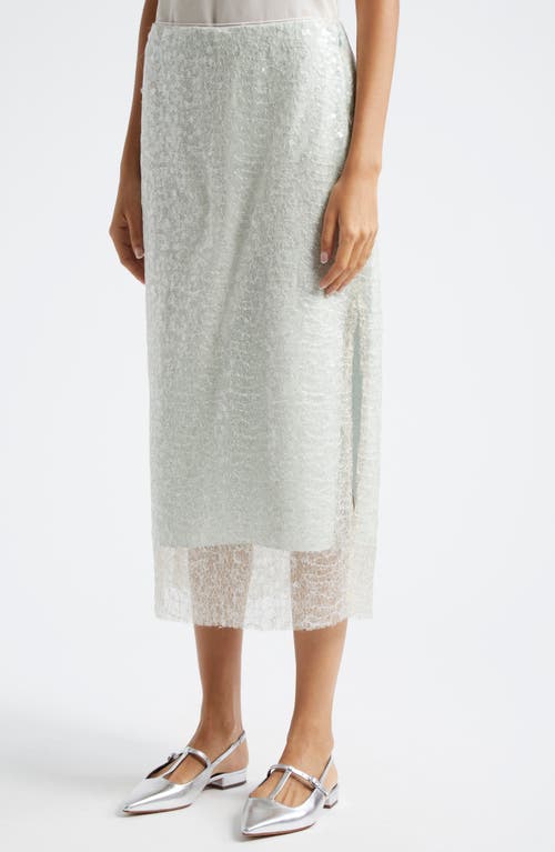 Shop Vince Glassy Sequin Midi Skirt In Aqua Glass