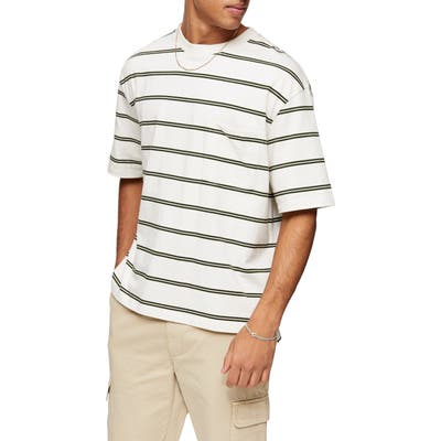 Topman Stripe Oversize Pocket T-Shirt, Ivory