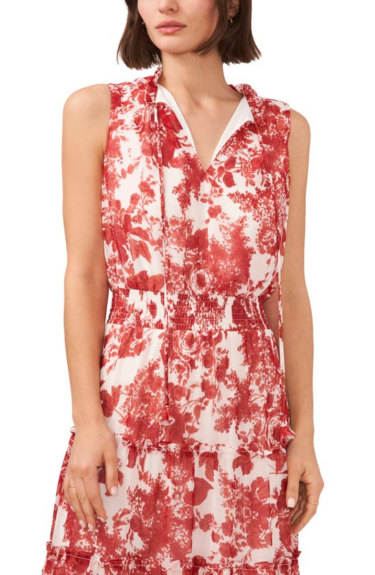 Halogen Floral Tiered Smocked Waist Maxi Dress In Red ModeSens
