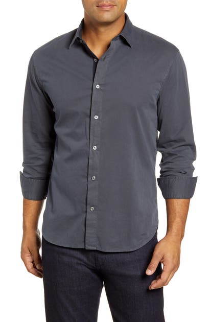 Bugatchi Shaped Fit Solid Button-up Shirt In Black | ModeSens