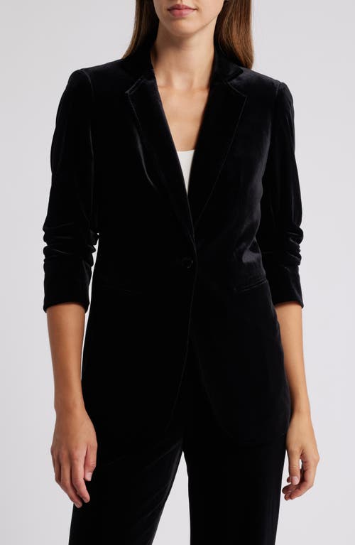 Shop Anne Klein Velvet Jacket With Removable Hood Insert In Anne Black