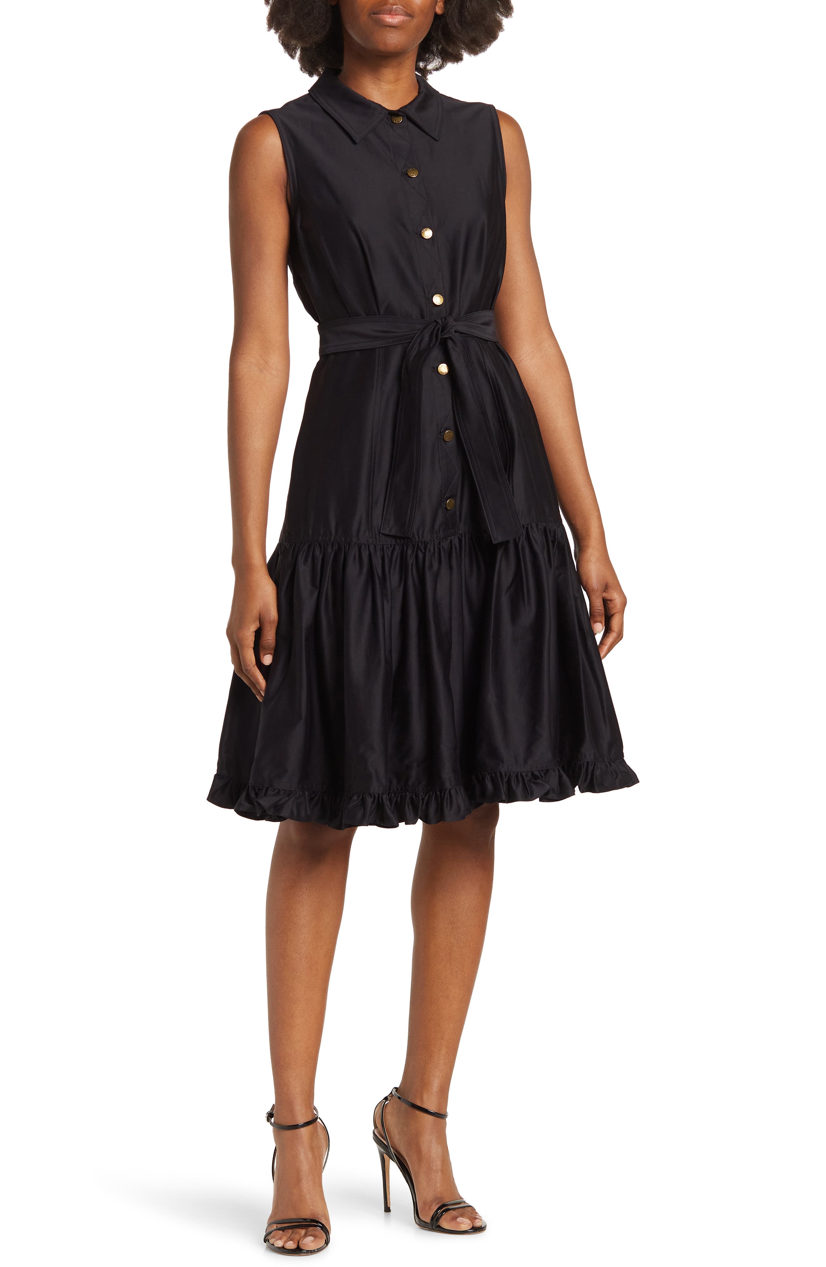 Calvin Klein Collared Sateen Sleeveless 
