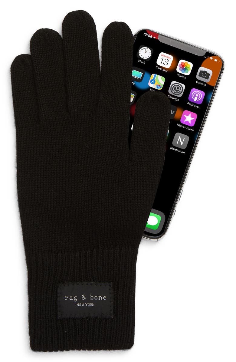 rag & bone Addison Wool Gloves, Alternate, color, Blk