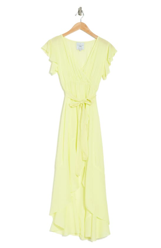 Area Stars Tie Front Long Ruffle Dress In Yellow | ModeSens