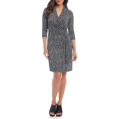 Karen Kane Cascade Faux Wrap Dress, Black