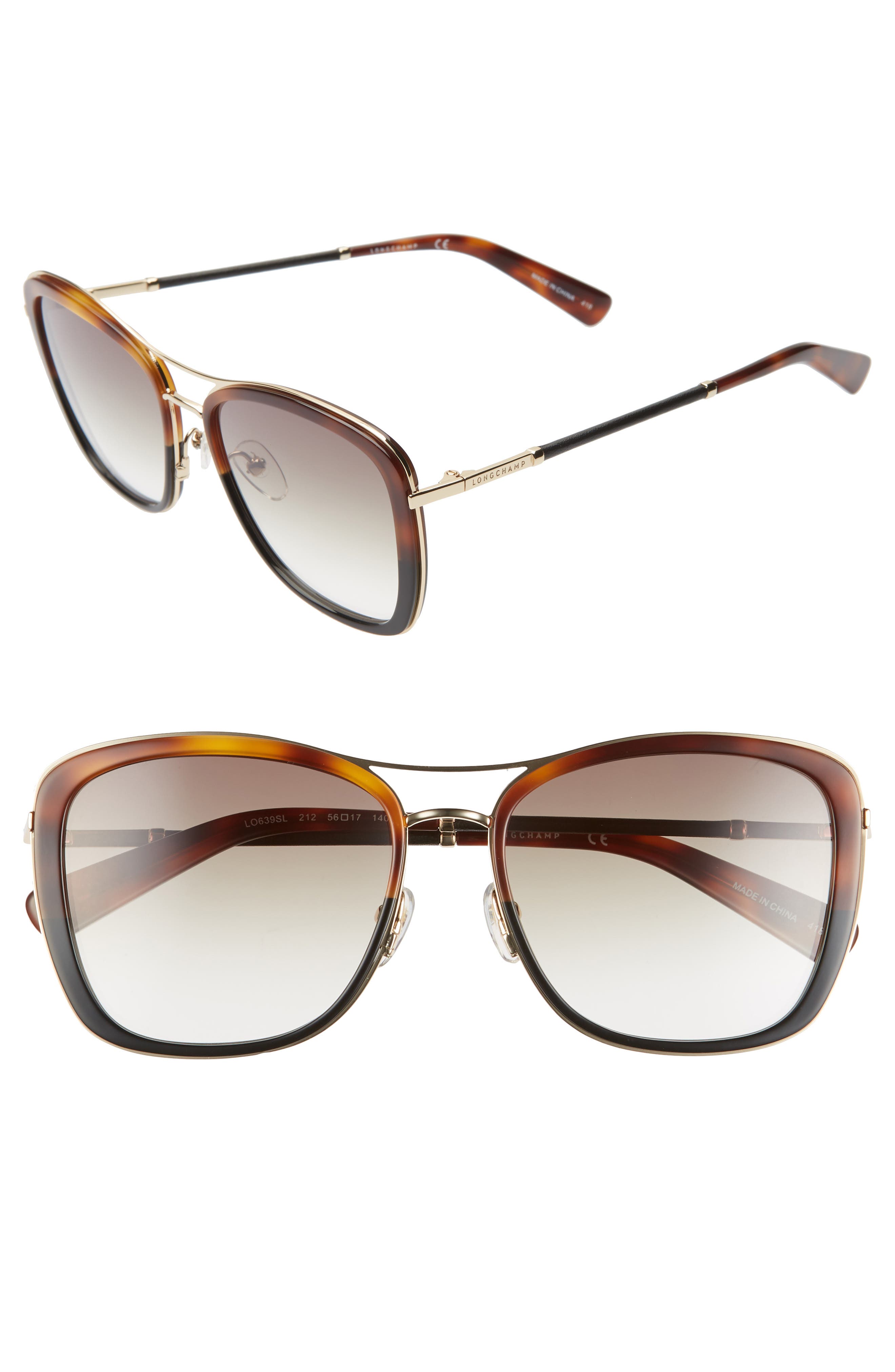 Longchamp Heritage 56mm Square Sunglasses Nordstrom