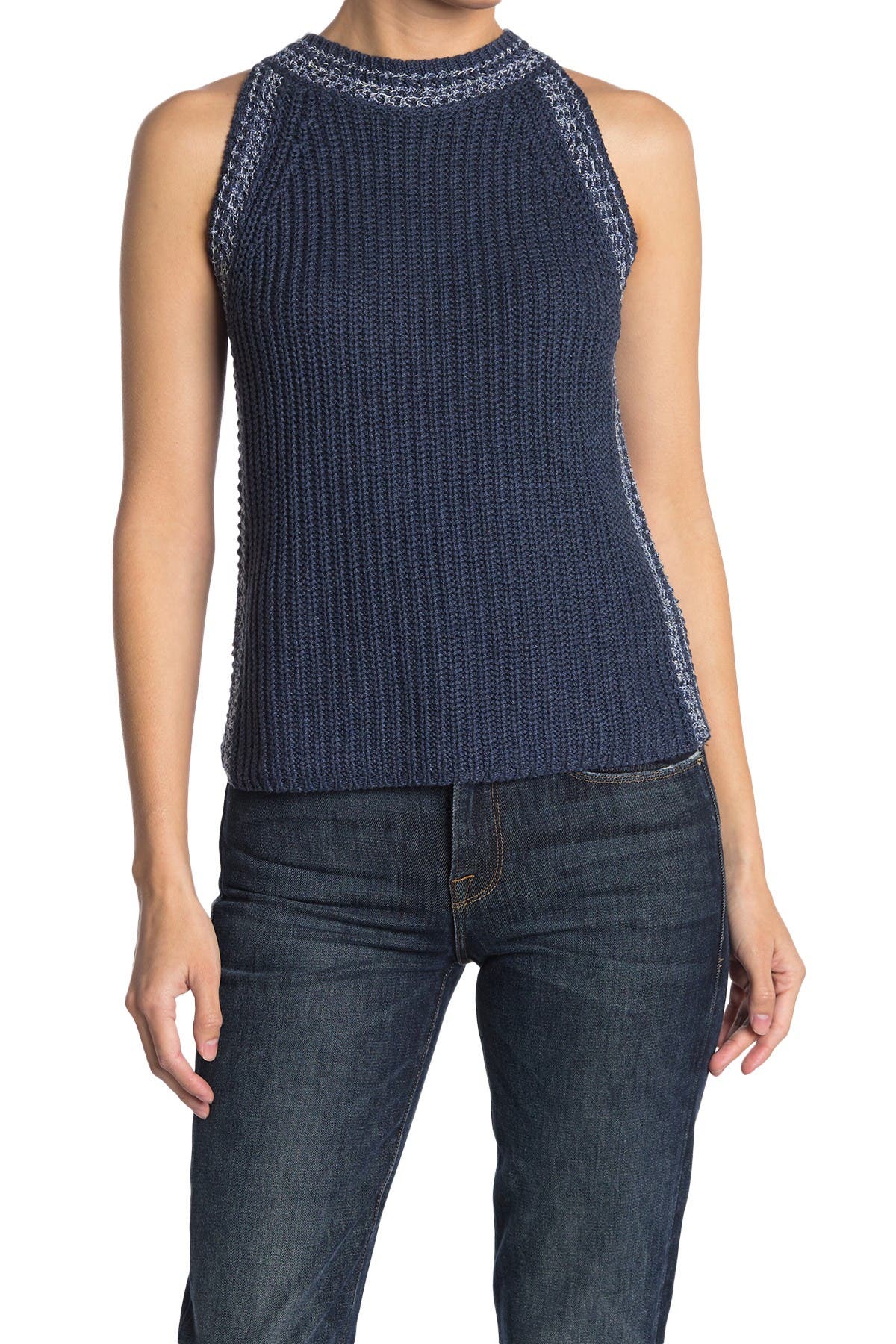 Autumn Cashmere Shaker Halter With Marled Ribs In Medium Blue6
