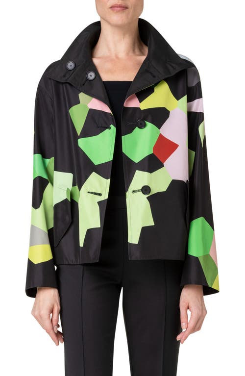 Akris punto Techno Taffeta Reversible Jacket in 096 Black-Multicolor