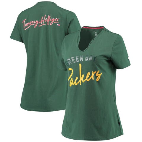 Women's Green Bay Packers Tommy Hilfiger Green Clair Half-Sleeve