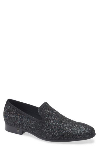 Steve Madden Corrido Glitter Loafer In Black Crystal