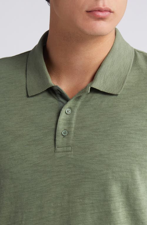 Shop Vince Cotton Slub Jersey Polo In Artichoke