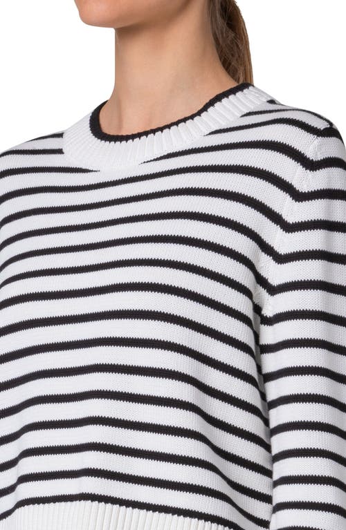 Shop Akris Punto Stripe Boxy Cotton Sweater In Cream-black