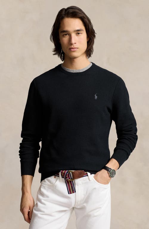 Polo Ralph Lauren Blue Crewneck Sweater With Pony Logo Embroidered On The Front In Black