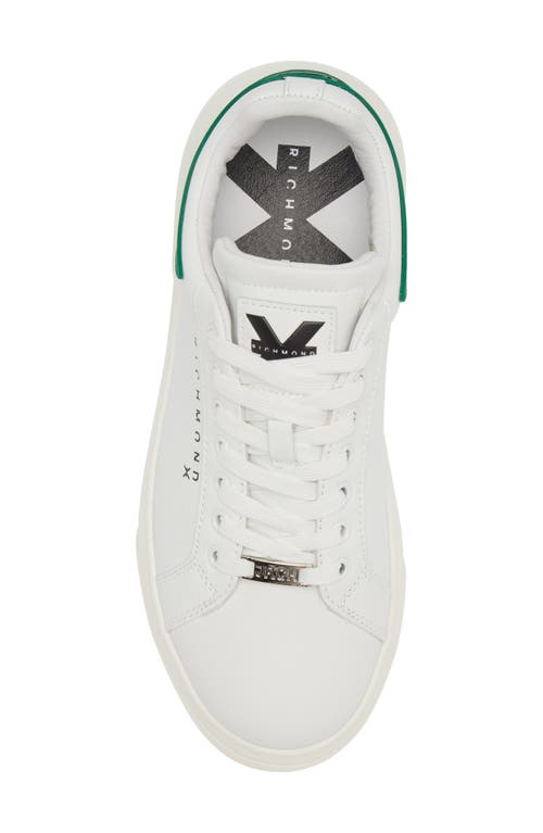 Shop John Richmond Oversize Wing Collar Sneaker In White/green