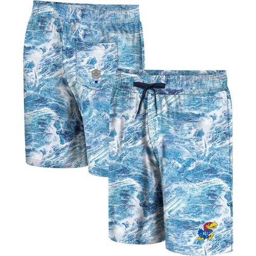 Men's Colosseum Blue Kansas Jayhawks Realtree Aspect Ohana Swim Shorts