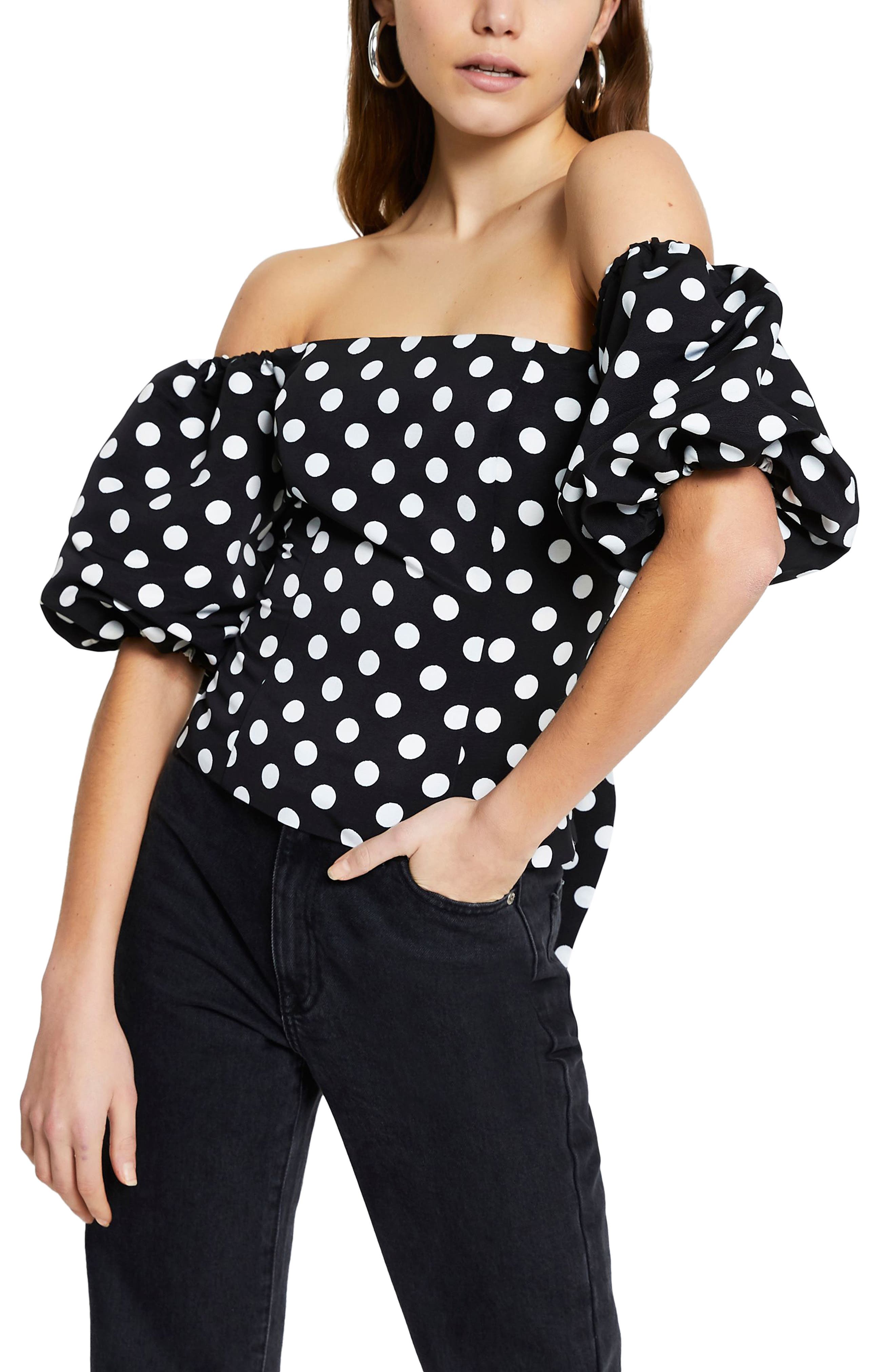 black cotton bardot top