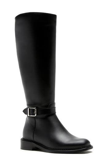 La Canadienne Stevie Leather Biker Knee Boots In Black Leather
