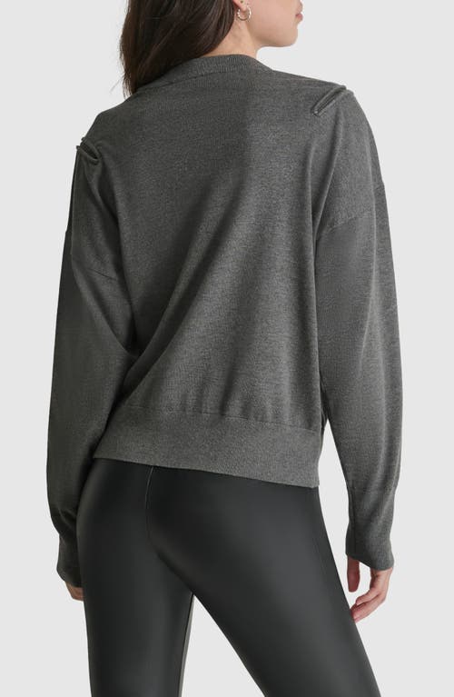 Shop Dkny Zip Shoulder Sweater In Ash Grey