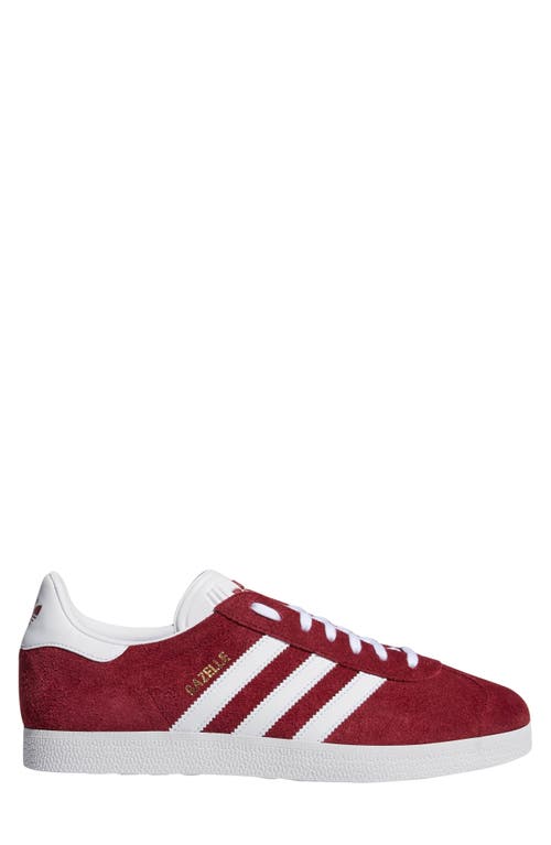 Shop Adidas Originals Adidas Gazelle Sneaker In Burgundy/white/gold