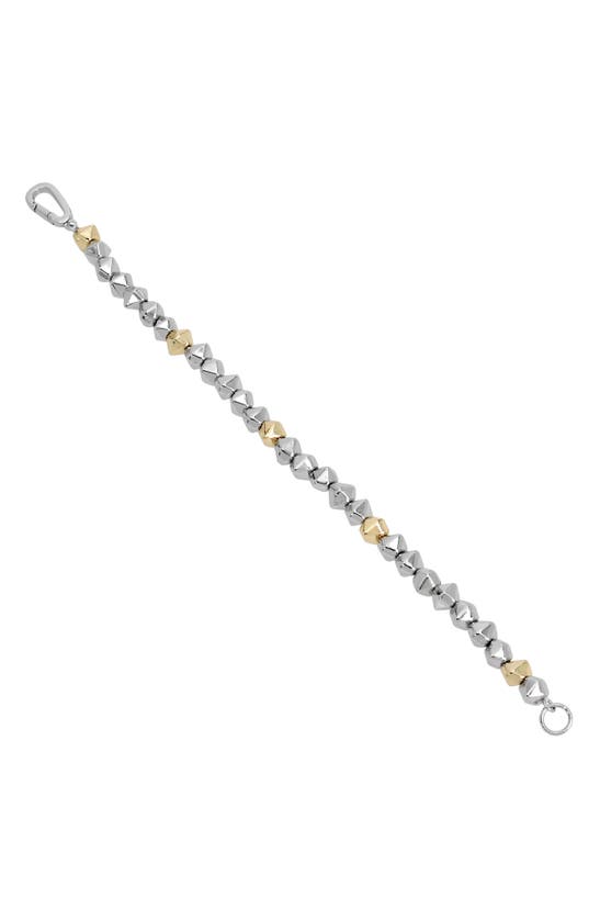 Shop Allsaints Two-tone Geometric Beaded Bracelet In Gold/ Rhodium
