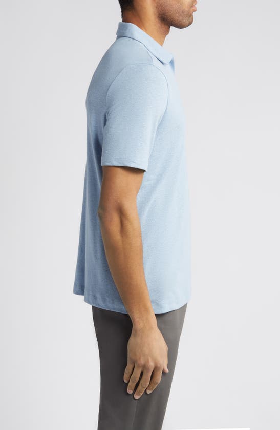 Johnston & Murphy Linen Blend Johnny Collar Polo In Light Blue