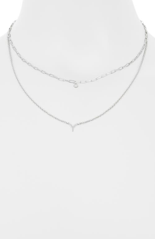 Meshmerise Diamond Initial Charm Necklace In Silver-y
