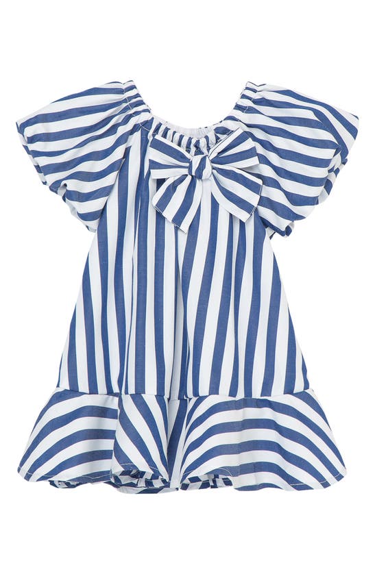Habitual Babies' Stripe Puff Sleeve Shift Dress In Blue