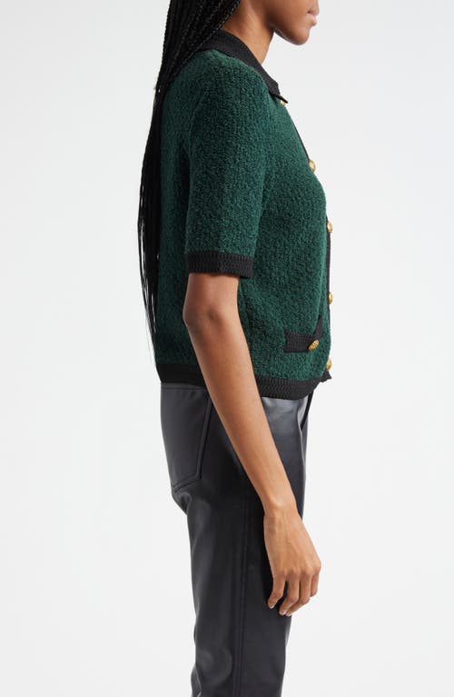 Shop Veronica Beard Marie Houndstooth Knit Jacket In Pine/black