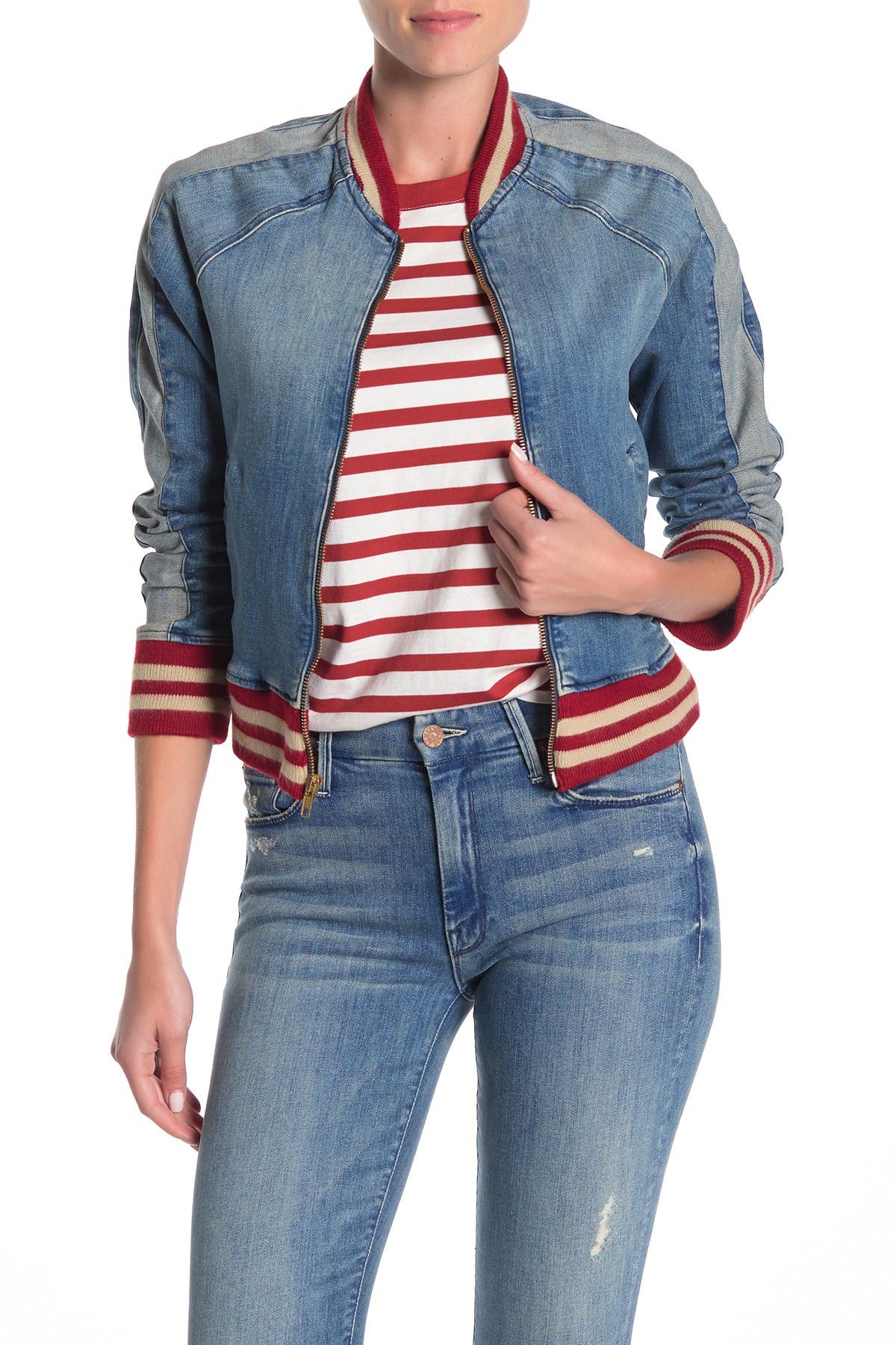 striped jeans jacket