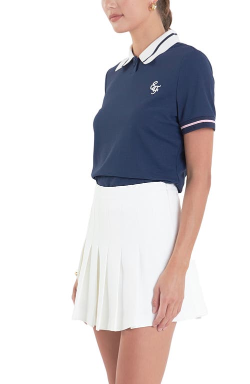 Shop English Factory Sports Club Colorblock Polo In Navy