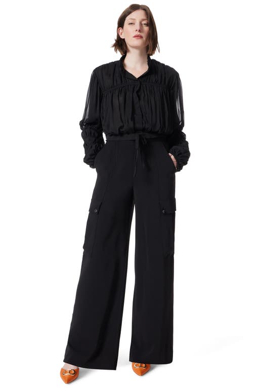 Dee Ocleppo Smocked Chiffon Top In Black