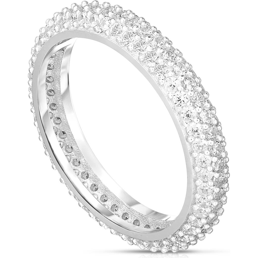 Glaze Jewelry Pavé Cubic Zirconia Eternity Band Ring In Silver