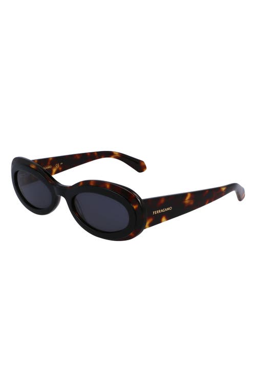 Shop Ferragamo Classic Logo 54mm Oval Sunglasses In Tortoise/black