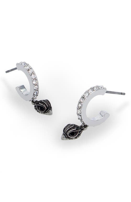 KURT GEIGER KURT GEIGER LONDON MICRO PAVÉ CRYSTAL EAGLE HUGGIE HOOP EARRINGS