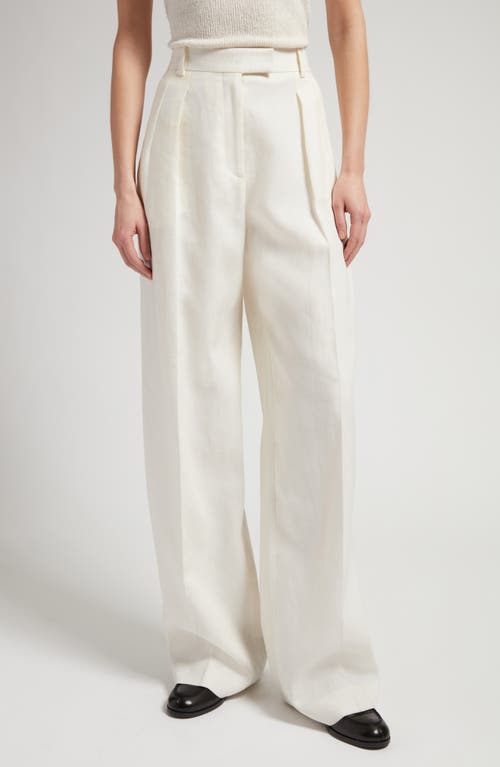 The Row Tonnie Tailored Linen Pants Off White at Nordstrom,