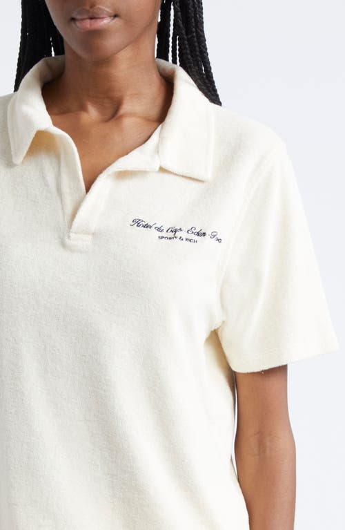 Shop Sporty And Rich Sporty & Rich Hotel Du Cap Cotton Terry Cloth Polo In Cream