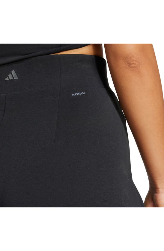 Shop Adidas Originals Wide Leg Yoga Pants In Black/ Grey