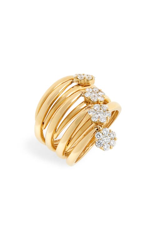 Flower Charm Stacked Diamond Ring
