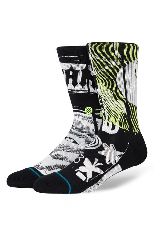 Stance Distorted Cotton Blend Crew Socks in Black at Nordstrom, Size Large