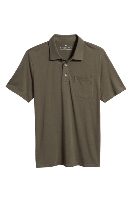 Shop Free Fly Heritage Cotton Blend Polo In Fatigue