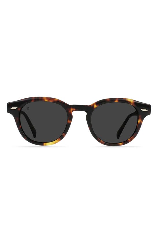 Shop Raen Kostin 48mm Polarized Round Sunglasses In Ristretto Tortoise/ Smoke