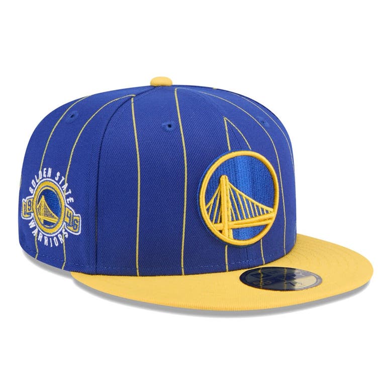 Shop New Era Royal/gold Golden State Warriors Pinstripe Two-tone 59fifty Fitted Hat